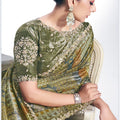 Elegant Green Saree with Designer Blouse Piece Party Wear Saree
