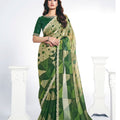 Designer Green Geometric Saree with Stylish Blouse Piece Party Wear Saree