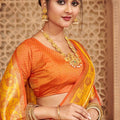 Traditional Yellow Banarasi Silk Saree Blouse Piece