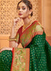 Elegant Green Banarasi Silk Saree Red Blouse Piece Perfect