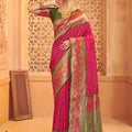 Designer Pink Banarasi Silk Saree  Rich Pallu