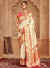 Elegant Cream Banarasi Silk Saree Festive Wear