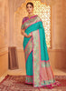 Turquoise Banarasi Silk Saree Blouse Piece Elegant