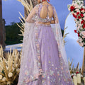 Elegant Lavender Embroidered Satin Silk Lehenga Choli with Dupatta