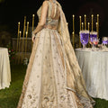 Stylish Beige Satin Silk Embroidered Wedding Lehenga Choli with Dupatta
