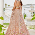 Lovely Peach Satin Silk Embroidered Lehenga Choli with Dupatta