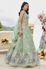 Latest Pista Green Satin Silk Embroidered Lehenga Choli with Dupatta