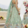 Latest Pista Green Satin Silk Embroidered Lehenga Choli with Dupatta