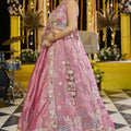 Beautiful Pink Satin Silk Embroidered Lehenga Choli with Dupatta
