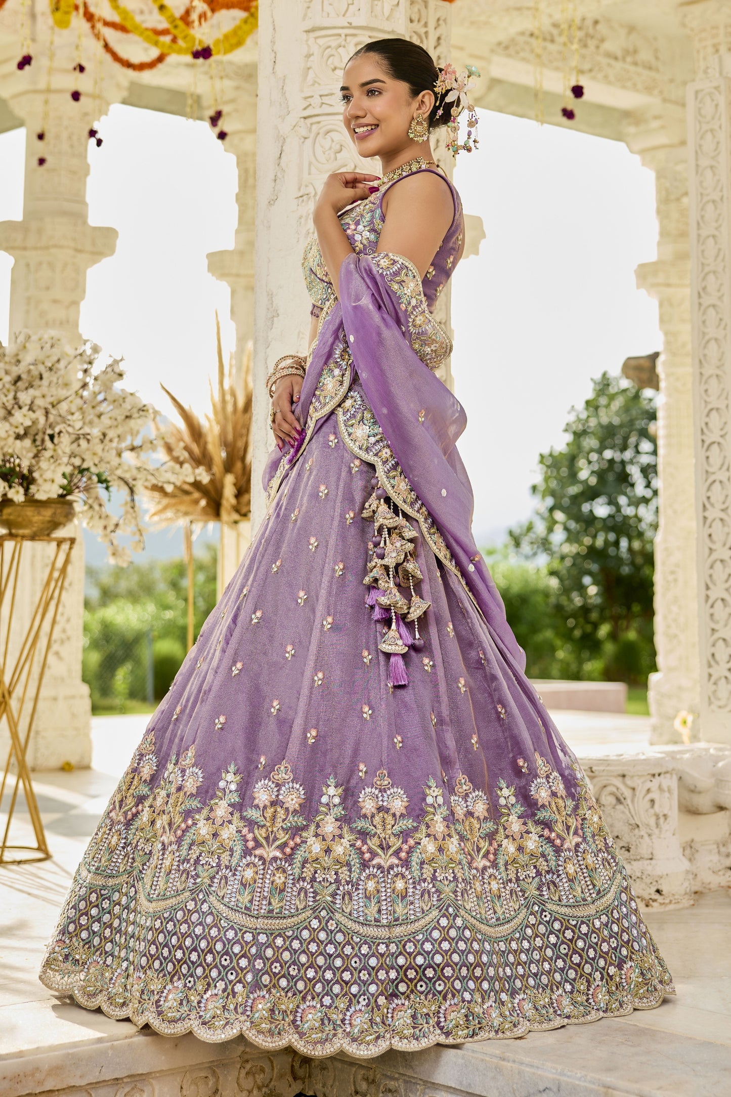 Gorgeous Purple Satin Silk Embroidered Lehenga Choli with Dupatta