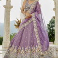 Gorgeous Purple Satin Silk Embroidered Lehenga Choli with Dupatta