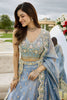 Delicate Sky Blue Satin Silk Embroidered Lehenga Choli with Dupatta