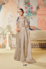 Elegant Beige Satin Silk Saree Lace Border Blue Designer Blouse 
