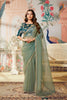 Elegant Saree Lace Border Teal Blue Designer Blouse