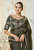 Elegant Black Organza Saree Border Designer Blouse Party Wear