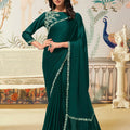 Dark Green Saree Border Designer Blouse Party Wear
