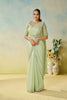 Pastel Green Stylish Blouse Elegant Party Wear Silk Saree