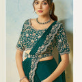 Dark Green Saree Blouse Elegant Party Wear Saree