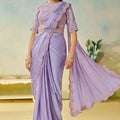 Designer Lavender Saree Matching Blouse Elegant Party Wear Saree