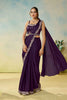 Designer Dark Purple Embroidered Saree Blouse