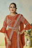 Designer Rust Orange Saree Fancy Blouse Elegant  Party Wear Saree