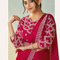 Elegant Wine Pink Designer Saree Stylish Blouse Party Wear