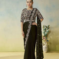 Dark Green Designer Saree Matching Blouse Party Wear