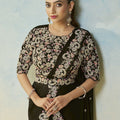 Dark Green Designer Saree Matching Blouse Party Wear