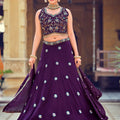 Elegant Purple Embroidered Georgette Lehenga Choli with Mirror Work and Dupatta