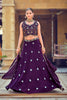 Elegant Purple Embroidered Georgette Lehenga Choli with Mirror Work and Dupatta
