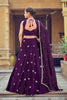 Elegant Purple Embroidered Georgette Lehenga Choli with Mirror Work and Dupatta