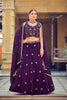 Elegant Purple Embroidered Georgette Lehenga Choli with Mirror Work and Dupatta