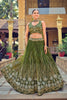 Graceful Olive Green Embroidered Net Lehenga Choli with Dupatta for Wedding