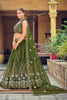Graceful Olive Green Embroidered Net Lehenga Choli with Dupatta for Wedding