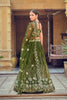 Graceful Olive Green Embroidered Net Lehenga Choli with Dupatta for Wedding