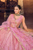 Charming Baby Pink Embroidered Net Lehenga Choli with Dupatta for Wedding
