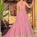 Charming Baby Pink Embroidered Net Lehenga Choli with Dupatta for Wedding