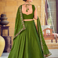 Simplistic Olive Green Embroidered Silk Lehenga Choli with Dupatta