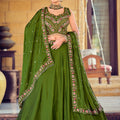 Simplistic Olive Green Embroidered Silk Lehenga Choli with Dupatta