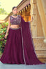 Refreshing Wine Embroidered Silk Lehenga Choli with Dupatta for Wedding