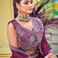 Refreshing Wine Embroidered Silk Lehenga Choli with Dupatta for Wedding