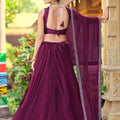Refreshing Wine Embroidered Silk Lehenga Choli with Dupatta for Wedding
