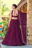 Refreshing Wine Embroidered Silk Lehenga Choli with Dupatta for Wedding