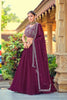 Refreshing Wine Embroidered Silk Lehenga Choli with Dupatta for Wedding