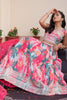 Vibrant Pink Floral Printed Chinon Lehenga Choli with Dupatta for Festive Occasion