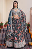 Stylish Green Floral Printed Chinon Lehenga Choli with Dupatta for Festive Occasion