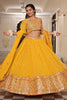 Radiant Mustard Yellow Embroidered Georgette Lehenga Choli with Dupatta for Festival