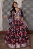 Glorious Wine Floral Printed Chinon Lehenga Choli with Dupatta for Festive Occasion