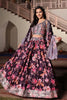 Glorious Wine Floral Printed Chinon Lehenga Choli with Dupatta for Festive Occasion