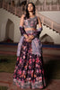 Glorious Wine Floral Printed Chinon Lehenga Choli with Dupatta for Festive Occasion